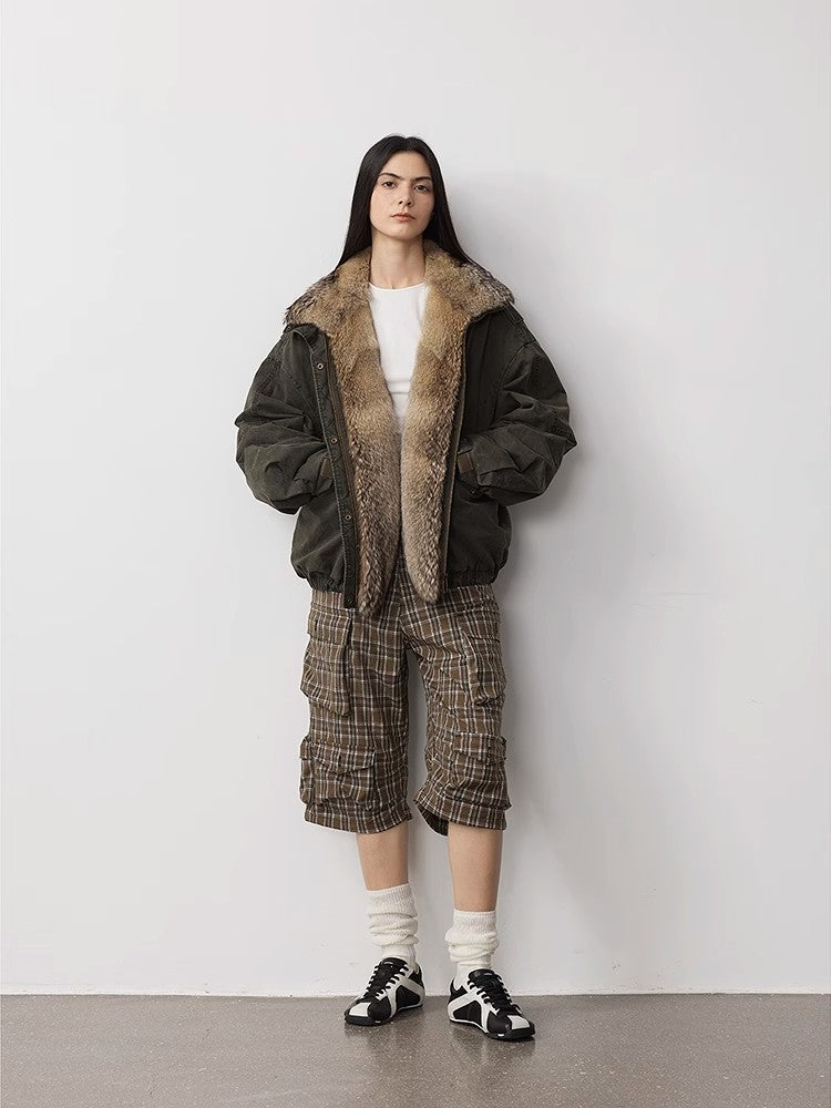 Fireladyfur Women's Fashion Goose Down Parka With Fox Fur Collar