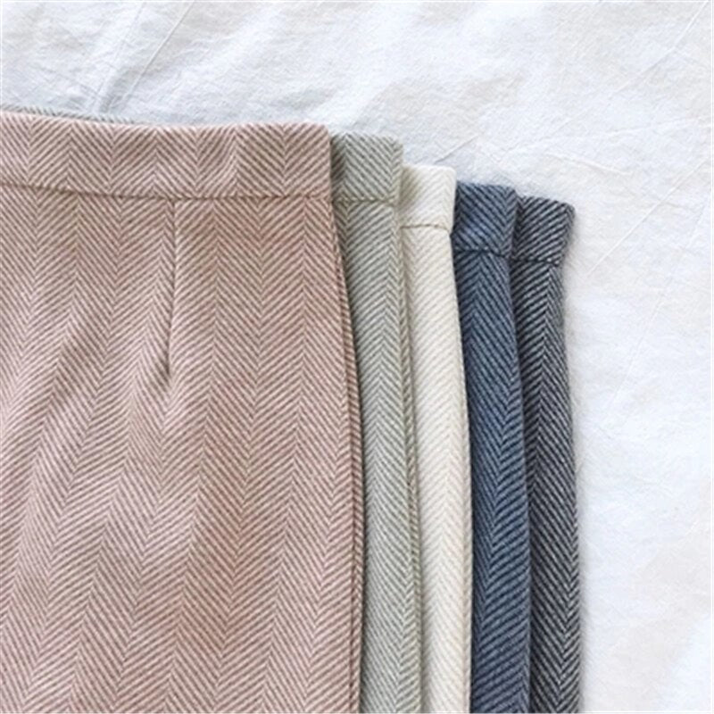 Korean Women Striped Package Hip Skirt Female