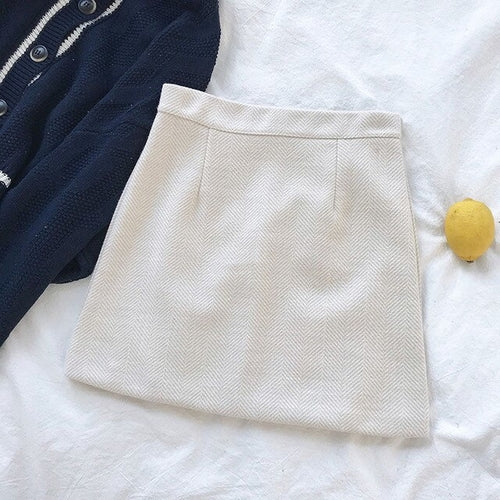 Korean Women Striped Package Hip Skirt Female