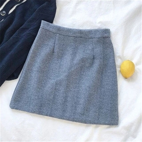 Korean Women Striped Package Hip Skirt Female