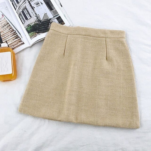 Korean Women Striped Package Hip Skirt Female