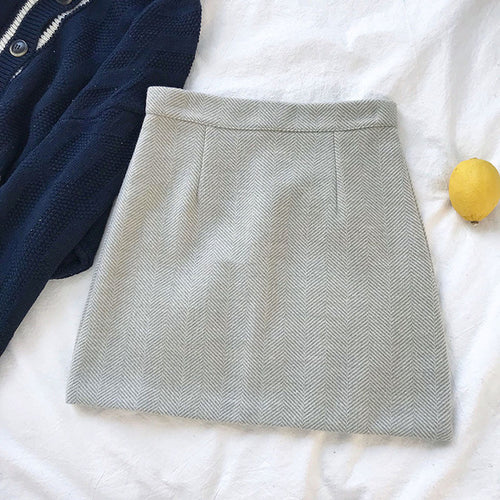 Korean Women Striped Package Hip Skirt Female