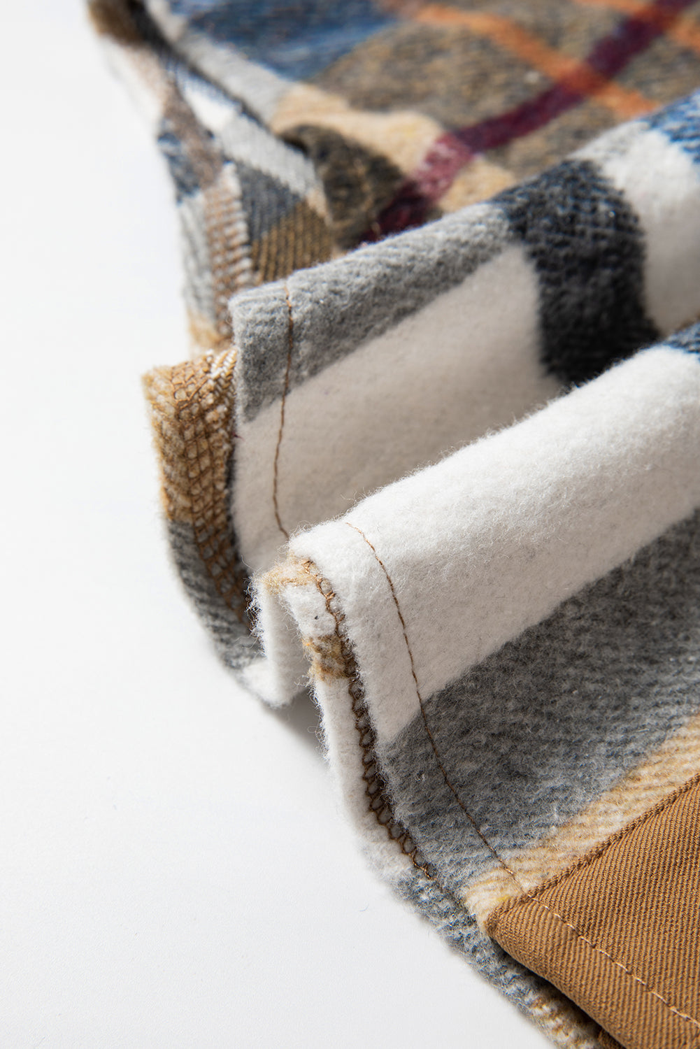 Khaki Plaid Patchwork Long Sleeve Mini Dress with Pockets