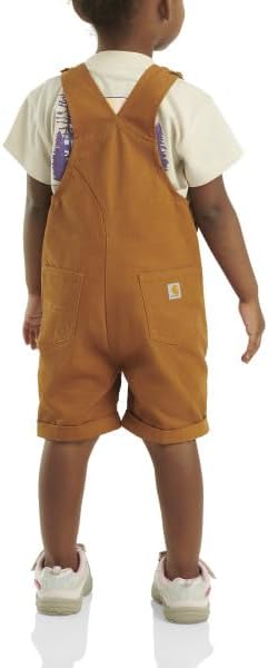 Carhartt Baby Girls' Ruffle Front Overall Shorts Canvas Shortalls, Carhartt