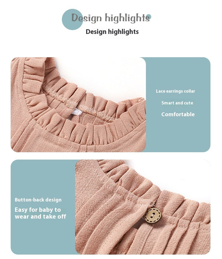 LinoNest™ – Linen Baby Romper with Soft Straps