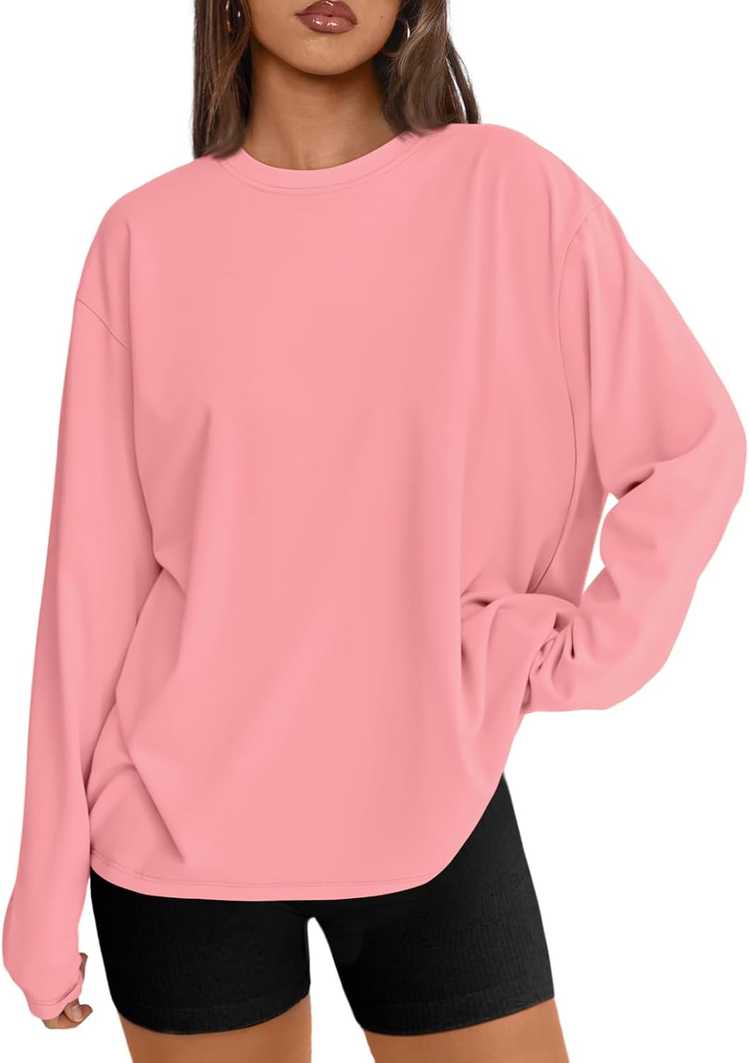 Trendy Queen Womens Oversized Long Sleeve T Shirts 2025 Basic Crewneck Tee Fall Tops Casual Workout Y2K Clothes
