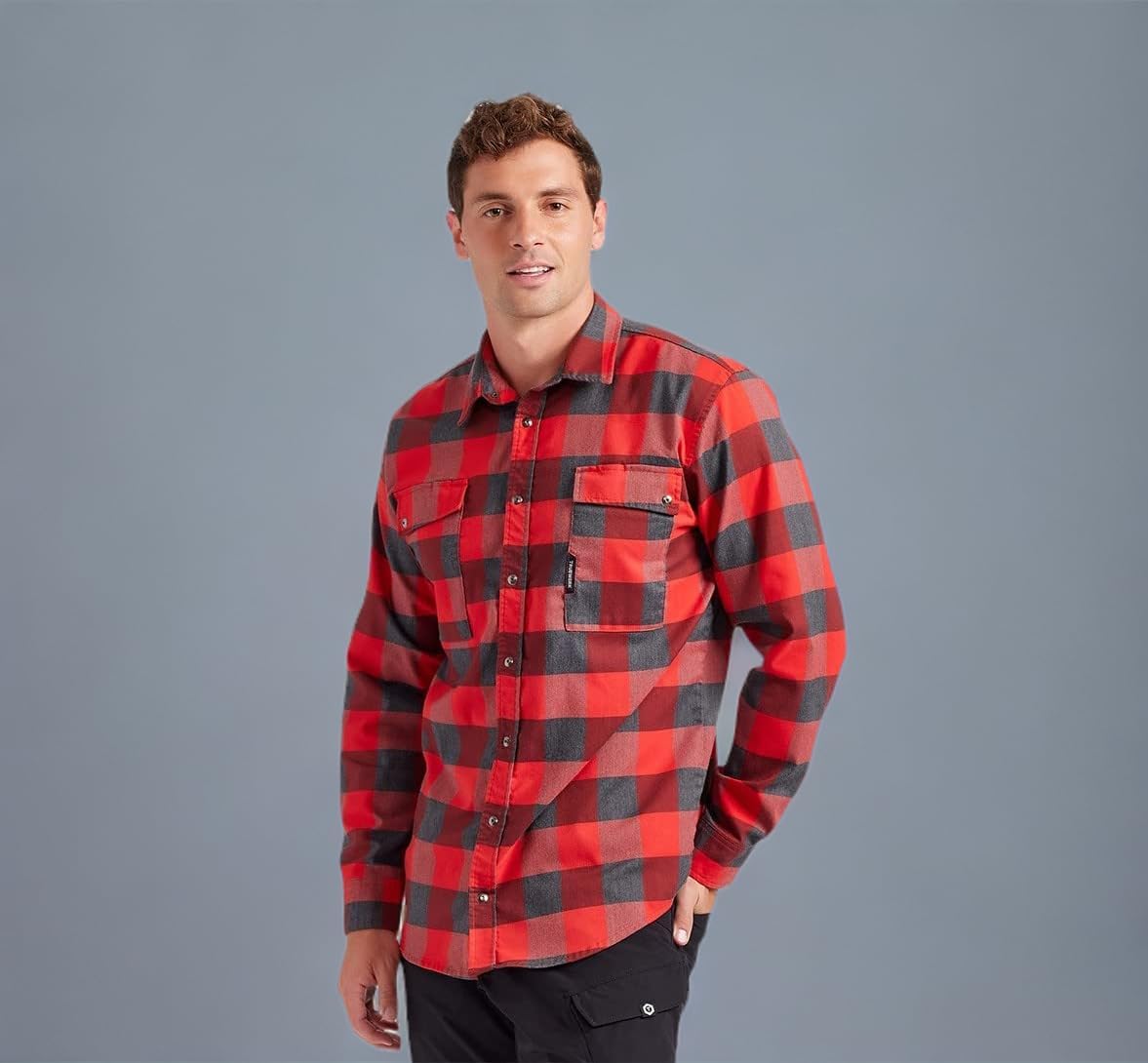 TRUEWERK Men's Tech Flannel - Durable Work Shirt with Snap Buttons