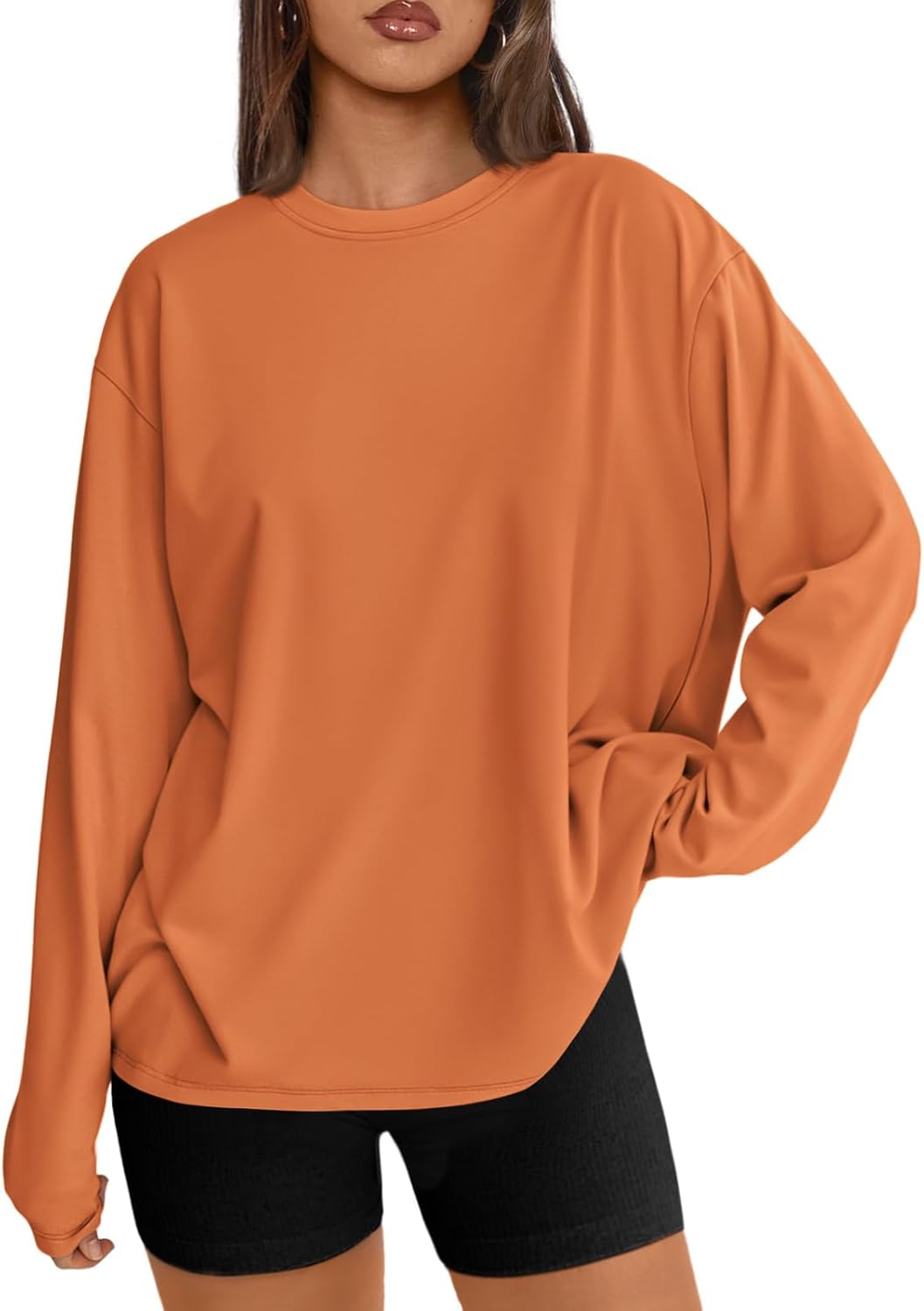 Trendy Queen Womens Oversized Long Sleeve T Shirts 2025 Basic Crewneck Tee Fall Tops Casual Workout Y2K Clothes