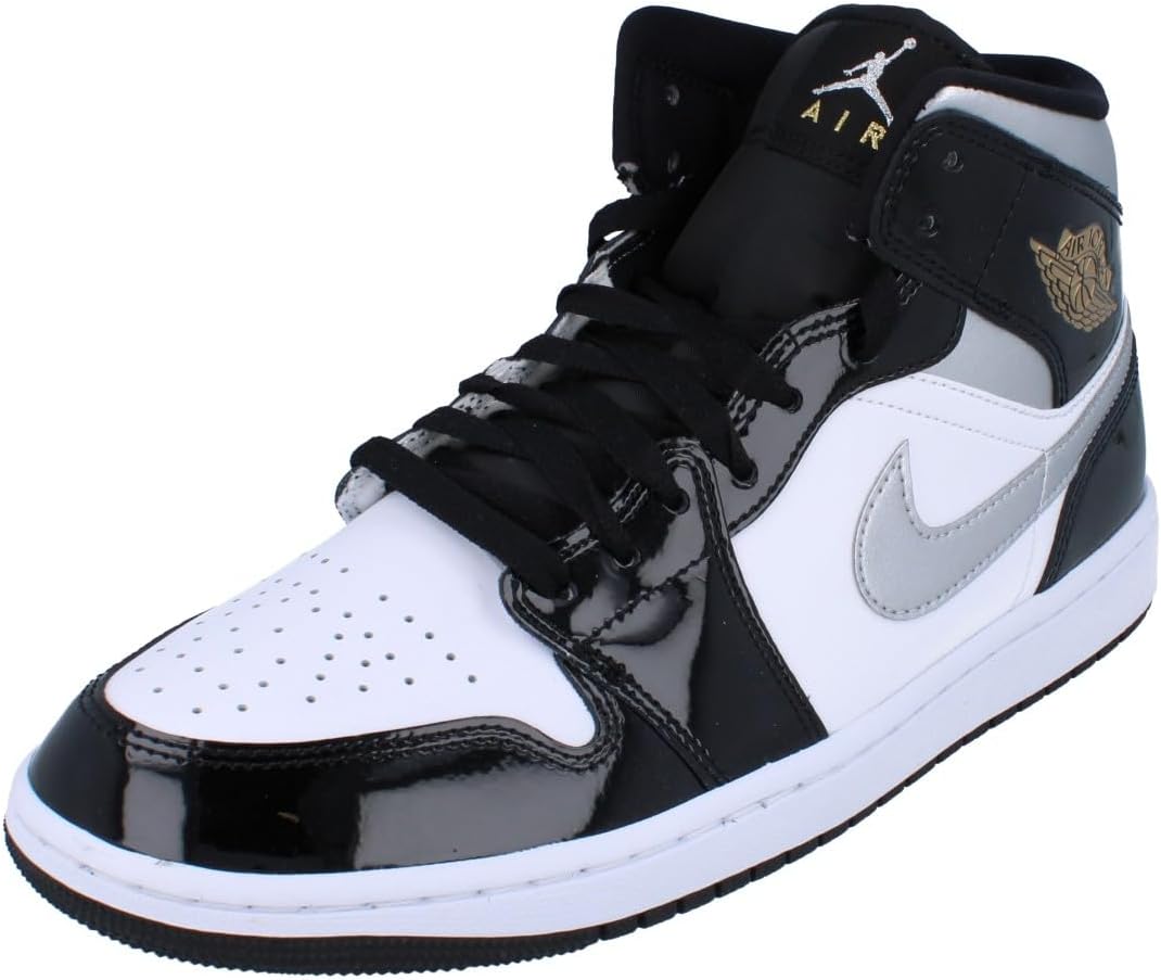 Air Jordan 1 Mid SE Men's Shoes (HV0789-010, Black/White/Metallic Gold/Metallic Silver)