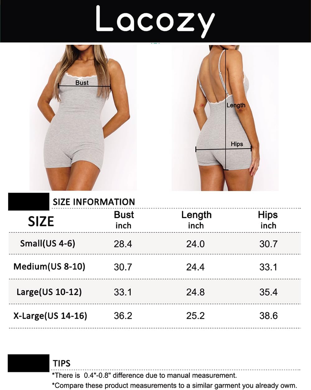 Lacozy Sexy One Piece Onesie Pajamas for Women Lace Trim Short Romper Pjs U Neck Sleeveless Bodysuit Summer Sleepwear