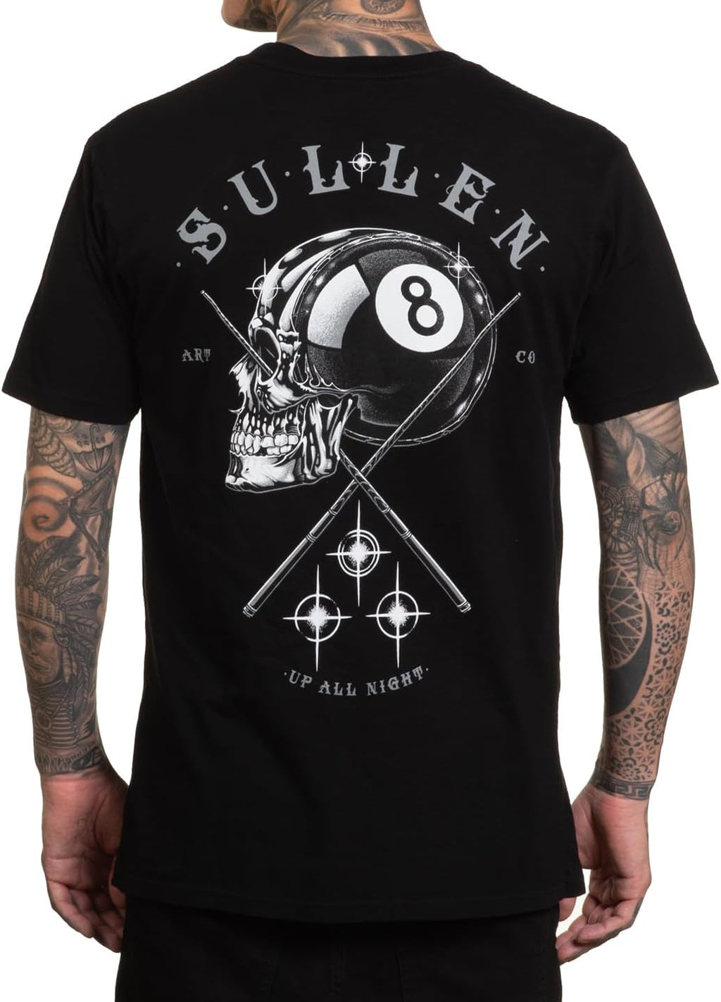 Sullen Men's Tragic Eightball Artist Series Tattoo Lifestyle Graphic Premium Short Sleeve Tee Black