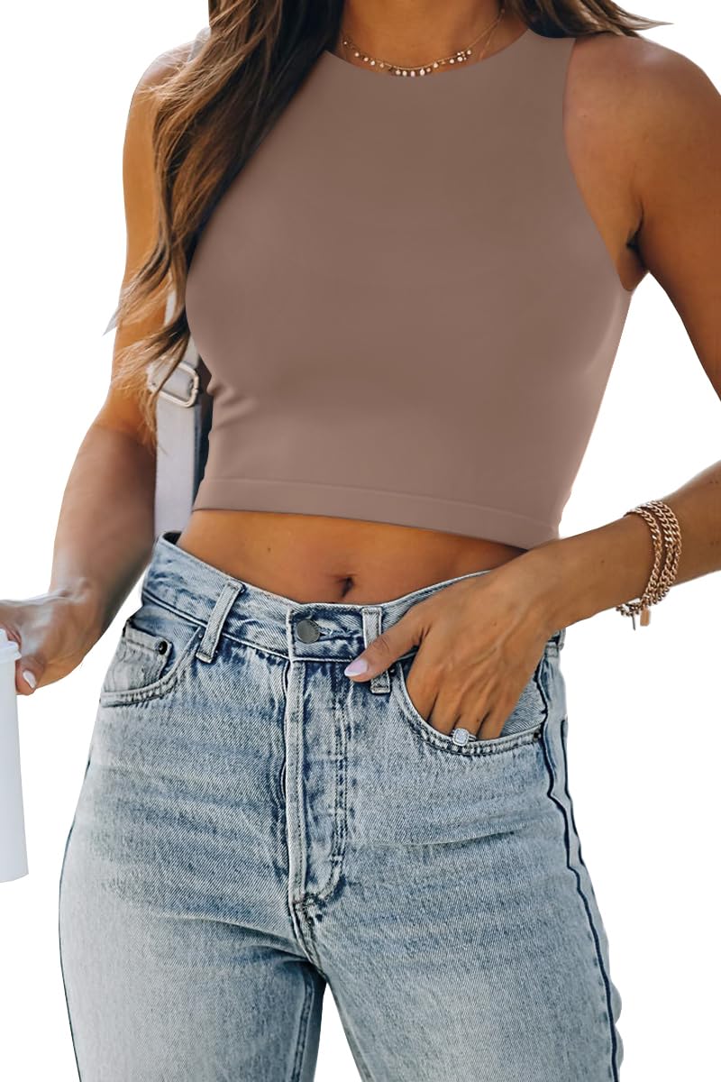 EFAN Womens Sexy Sleeveless Double Lined Crop Tops Workout Cute Tight Racerback Tank Tops Summer Clothes Teen Girls 2025