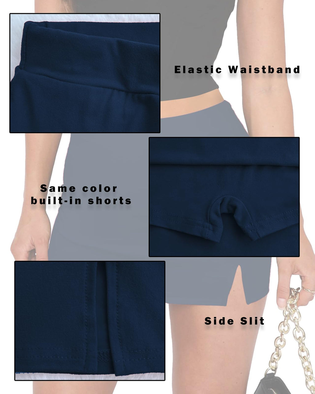 Women's Side Slit High Waisted Mini Skirt Stretchy Bodycon Skort 2025 Y2K Club Skirts with Underneath