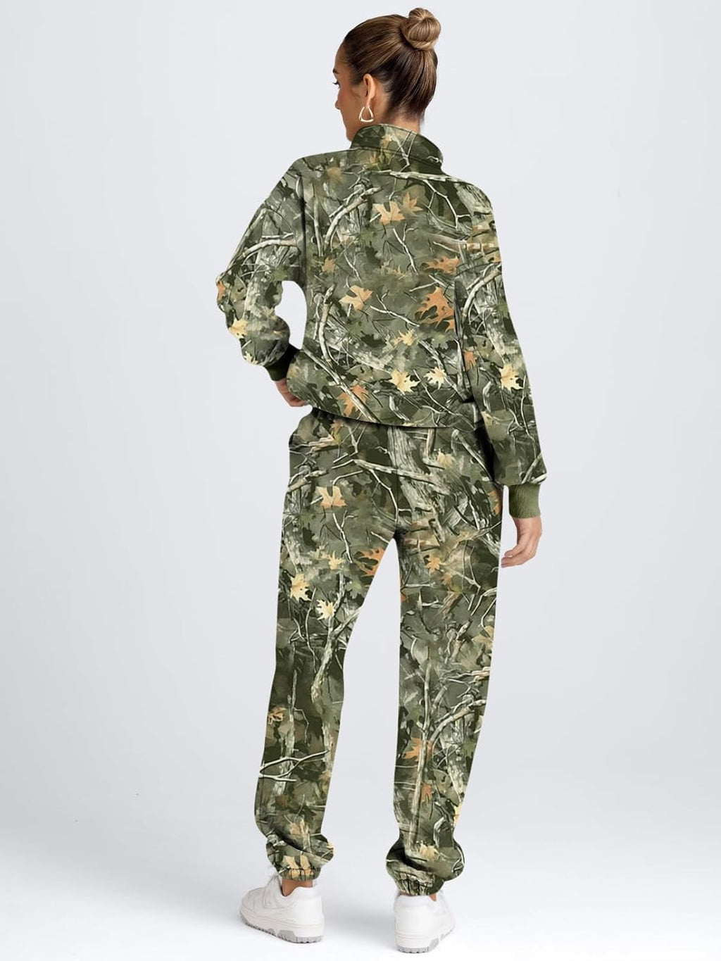 AUTOMET Women's Sweatsuits 2 Piece Outfits Long Sleeve Half Zip Pullover and Baggy Sweatpants with Pockets