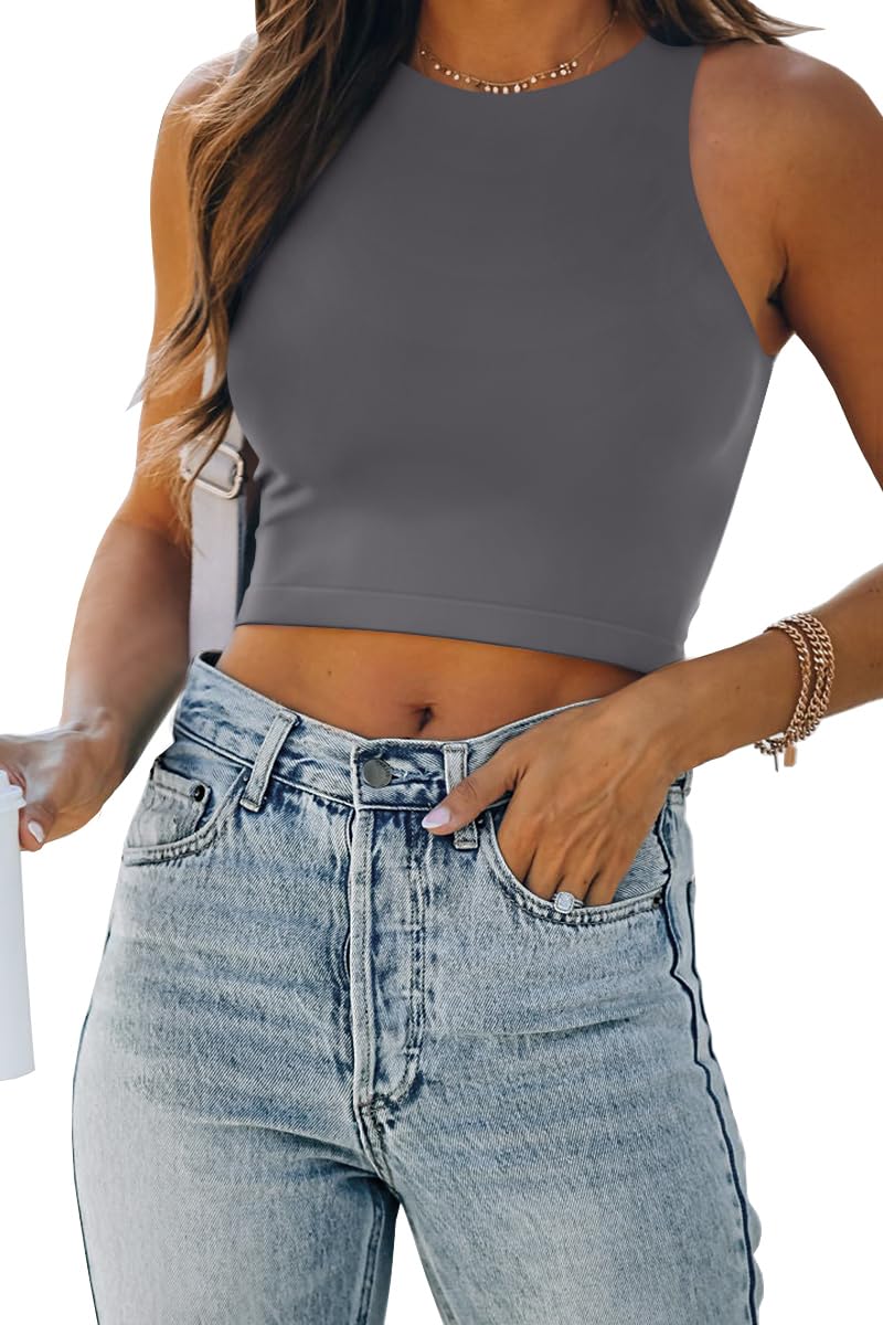 EFAN Womens Sexy Sleeveless Double Lined Crop Tops Workout Cute Tight Racerback Tank Tops Summer Clothes Teen Girls 2025