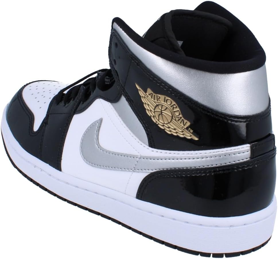Air Jordan 1 Mid SE Men's Shoes (HV0789-010, Black/White/Metallic Gold/Metallic Silver)