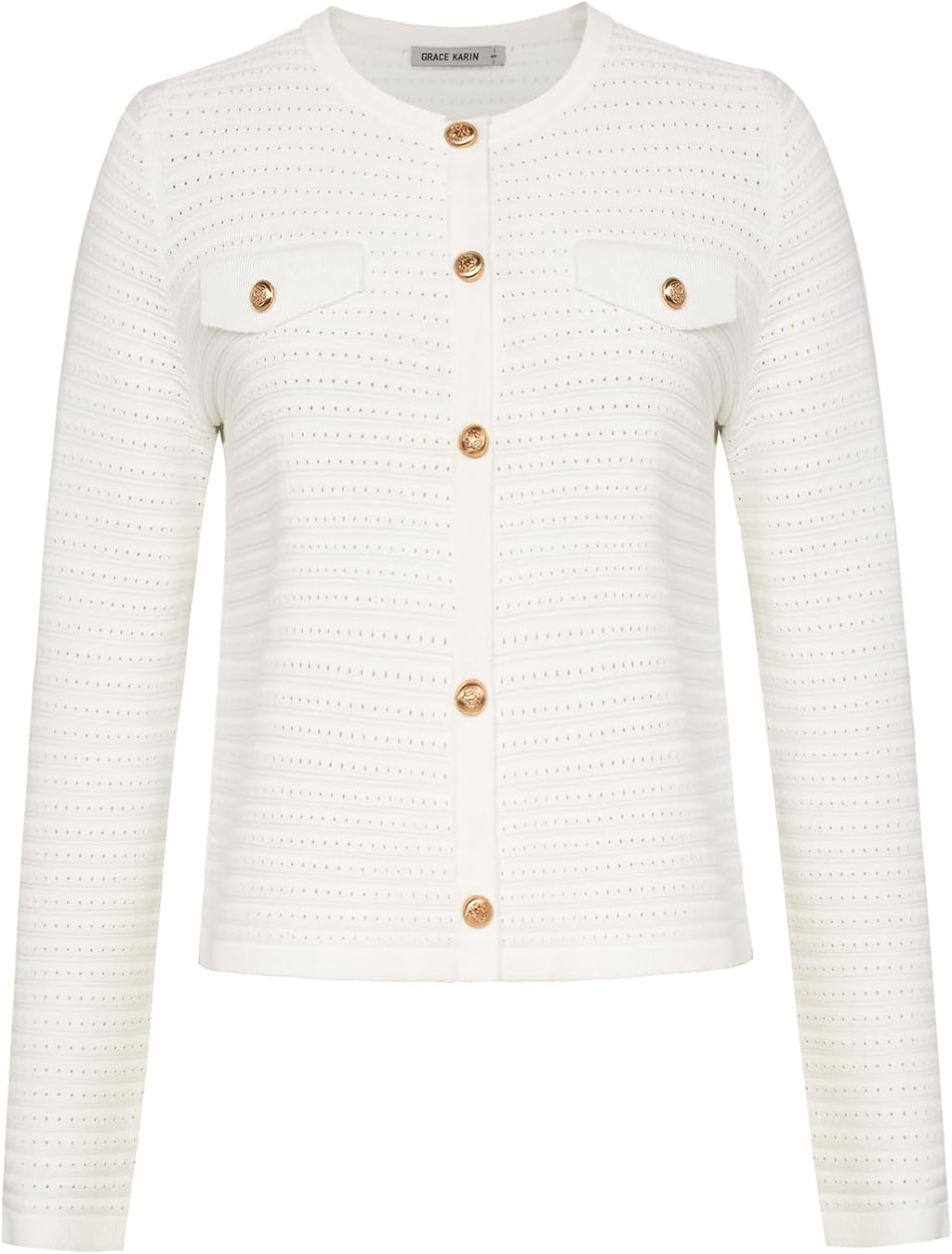 GRACE KARIN Women's Cardigan Long Sleeve Crew Neck Button Down Knitwear Vintage Sweater Cardigans