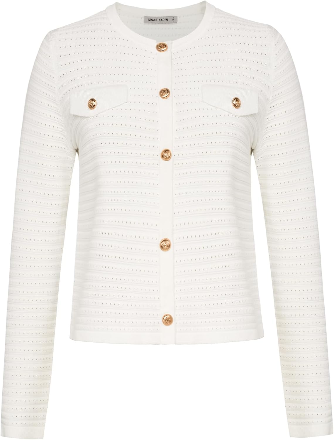 GRACE KARIN Women's Cardigan Long Sleeve Crew Neck Button Down Knitwear Vintage Sweater Cardigans