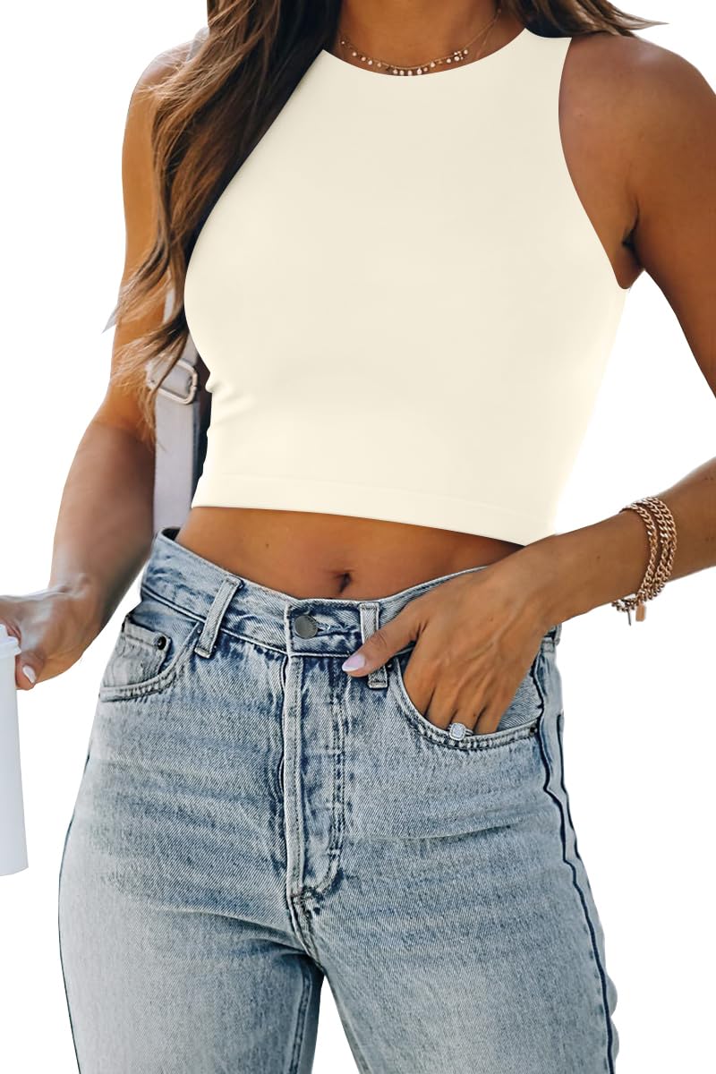 EFAN Womens Sexy Sleeveless Double Lined Crop Tops Workout Cute Tight Racerback Tank Tops Summer Clothes Teen Girls 2025