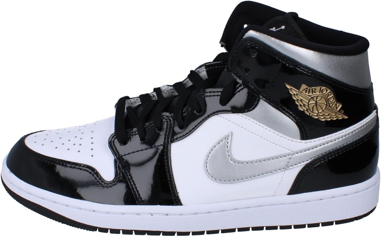 Air Jordan 1 Mid SE Men's Shoes (HV0789-010, Black/White/Metallic Gold/Metallic Silver)