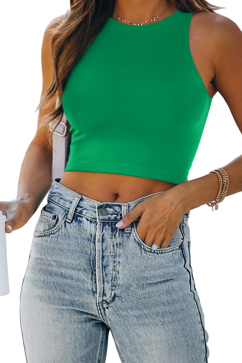 EFAN Womens Sexy Sleeveless Double Lined Crop Tops Workout Cute Tight Racerback Tank Tops Summer Clothes Teen Girls 2025