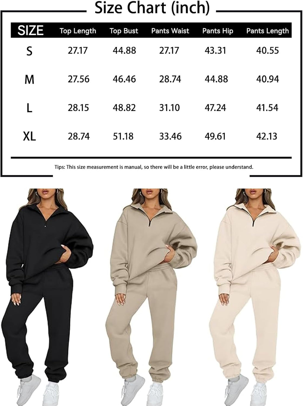 AUTOMET Women's Sweatsuits 2 Piece Outfits Long Sleeve Half Zip Pullover and Baggy Sweatpants with Pockets
