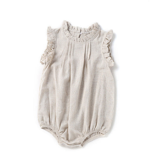 LinoNest™ – Linen Baby Romper with Soft Straps