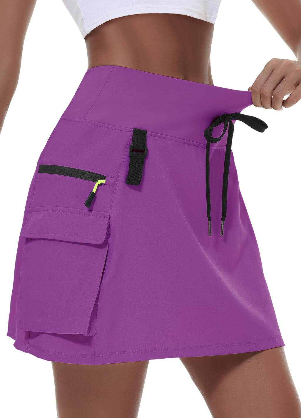 Women's Hiking Cargo Skort Skirt High Waisted Golf Dressy Casual with Zipper Pockets Workout Sport Quick Dry Skirts