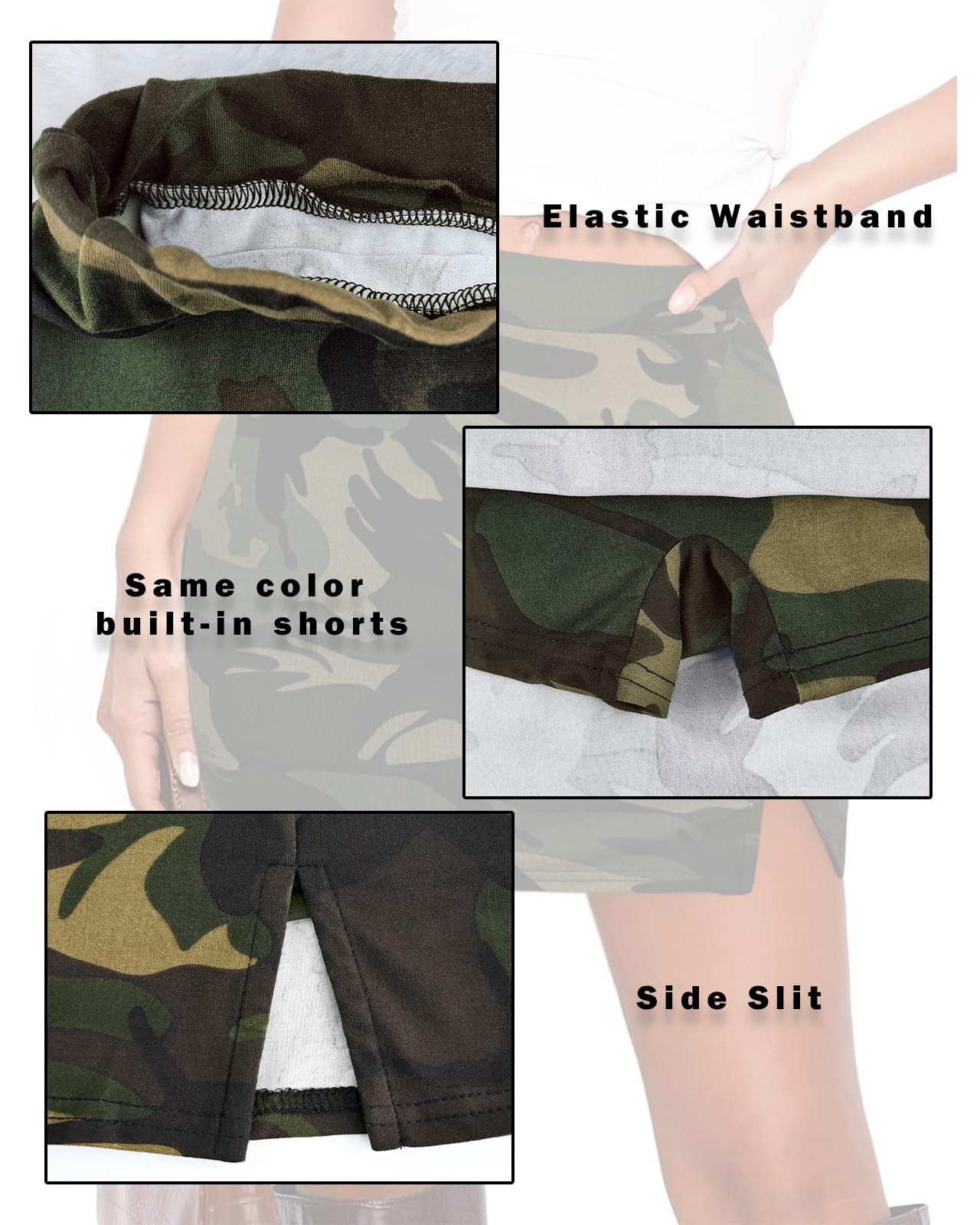 Women's Side Slit High Waisted Mini Skirt Stretchy Bodycon Skort 2025 Y2K Club Skirts with Underneath