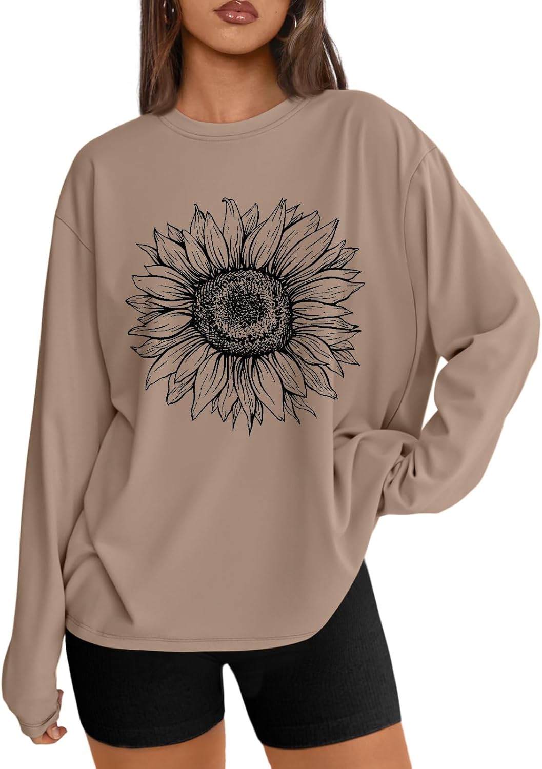 Trendy Queen Womens Oversized Long Sleeve T Shirts 2025 Basic Crewneck Tee Fall Tops Casual Workout Y2K Clothes