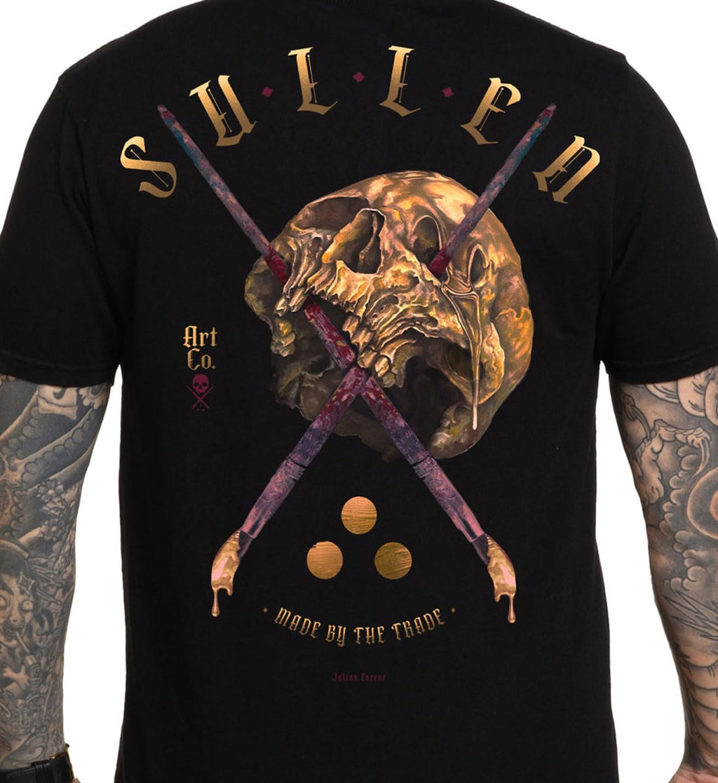 Sullen Men's Golden Skull Tattoo Lifestyle Graphic Badge Day Series Premium Short Sleeve Tee Black