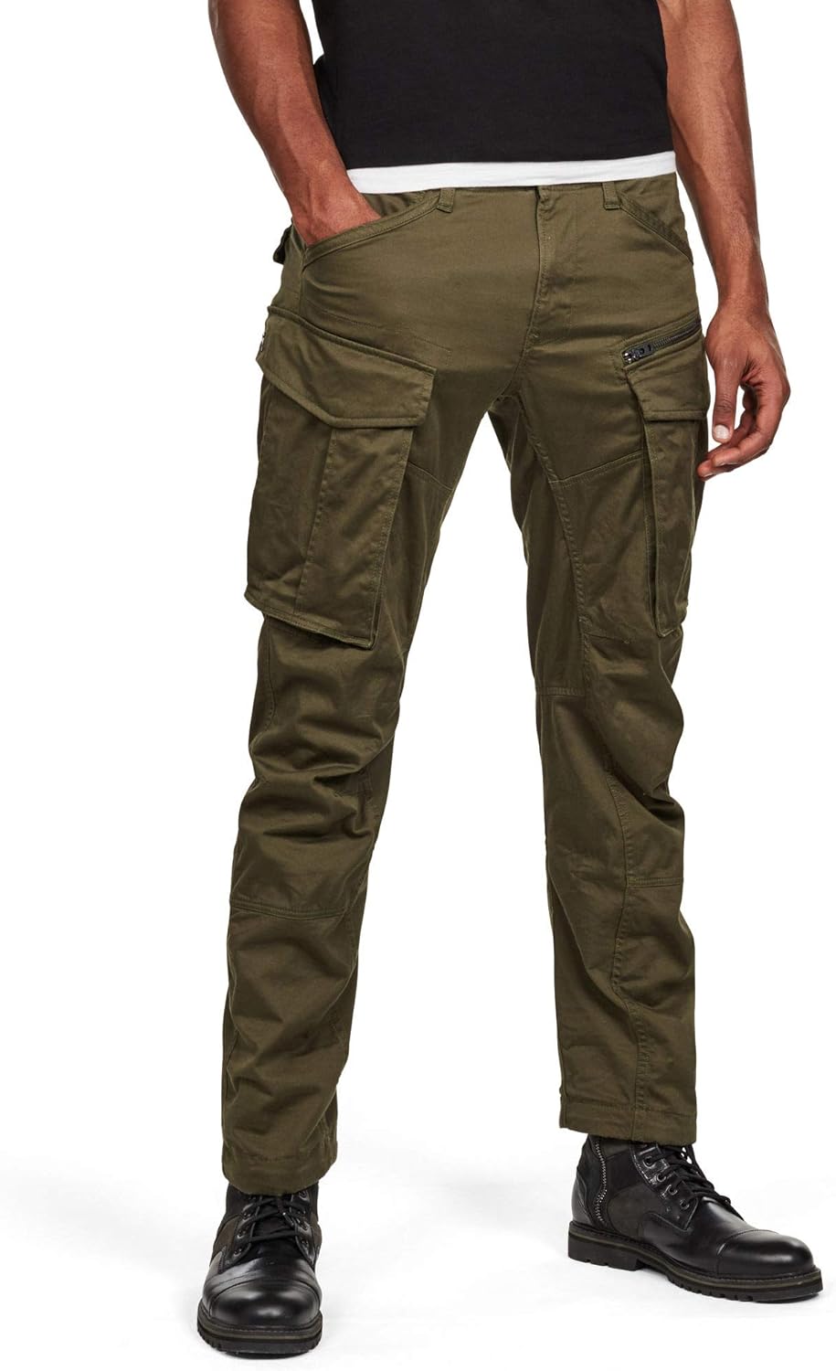 G-STAR RAW Men's Rovic Zip 3D Straight Tapered Fit Cargo Pants, Dark Bronze Green, 36W x 36L