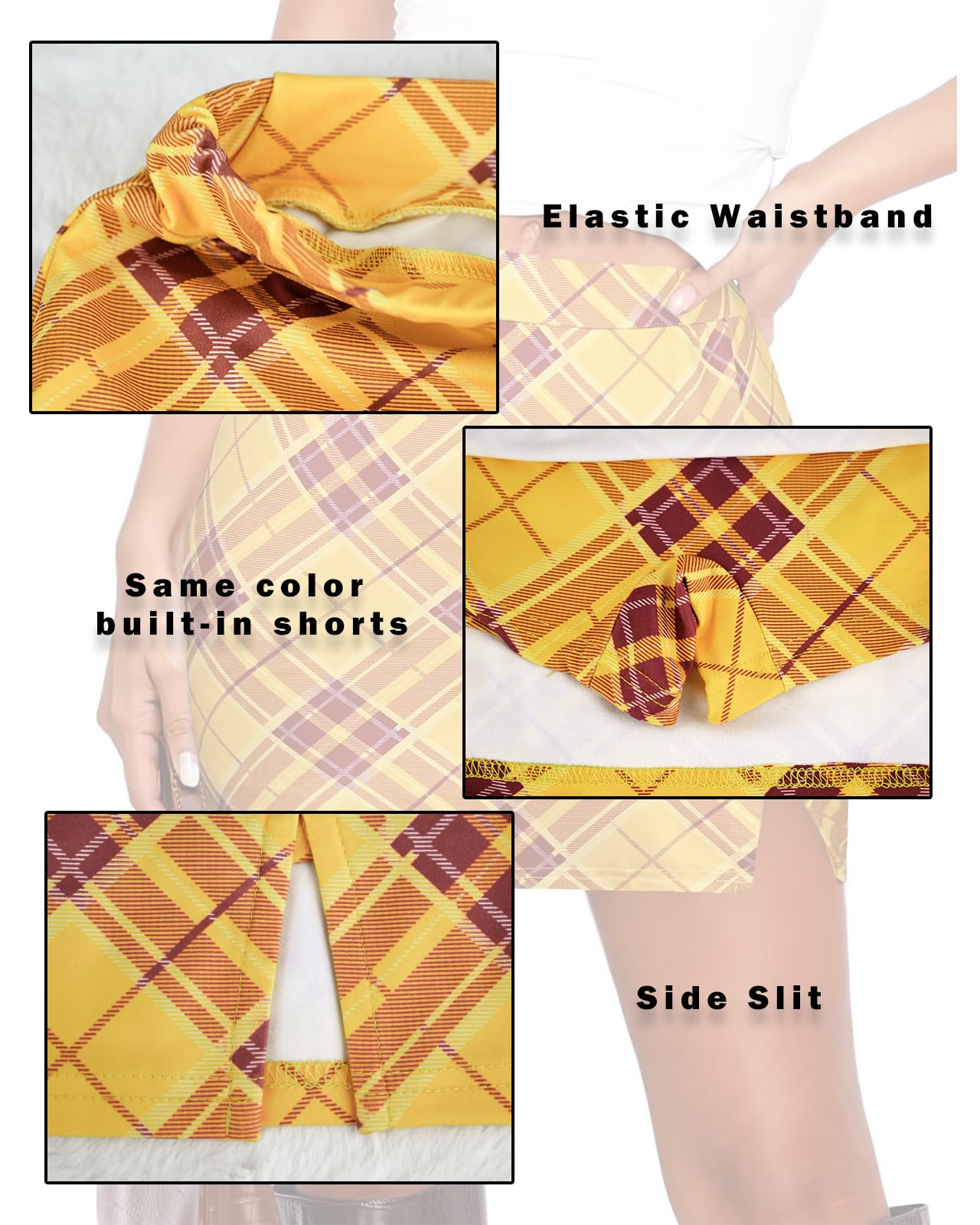 Women's Side Slit High Waisted Mini Skirt Stretchy Bodycon Skort 2025 Y2K Club Skirts with Underneath