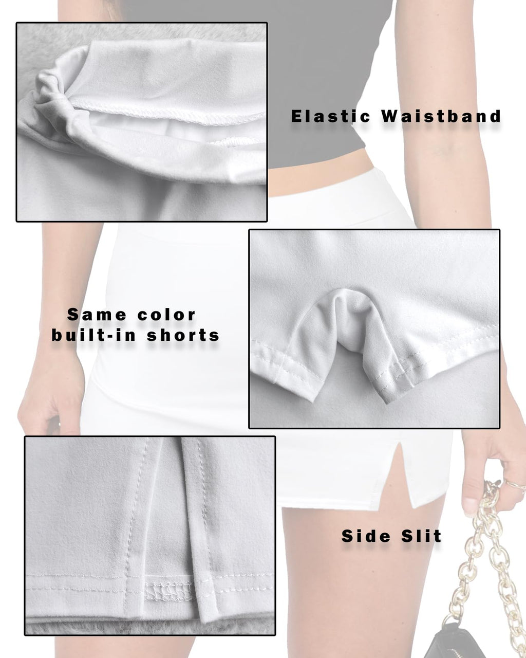 Women's Side Slit High Waisted Mini Skirt Stretchy Bodycon Skort 2025 Y2K Club Skirts with Underneath