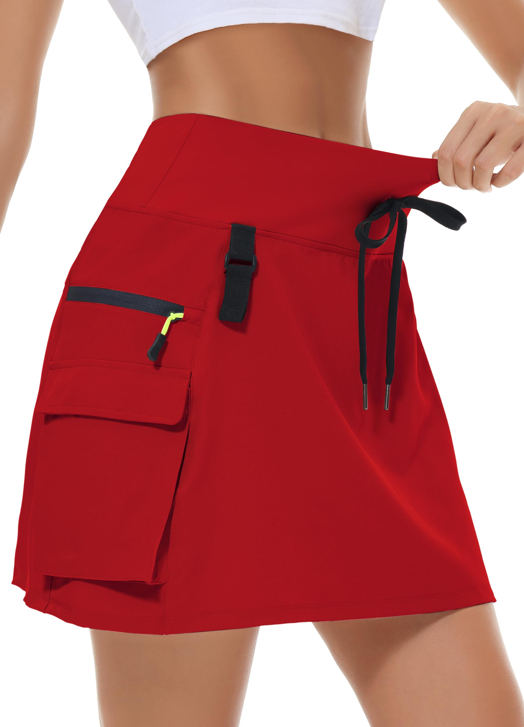 Women's Hiking Cargo Skort Skirt High Waisted Golf Dressy Casual with Zipper Pockets Workout Sport Quick Dry Skirts