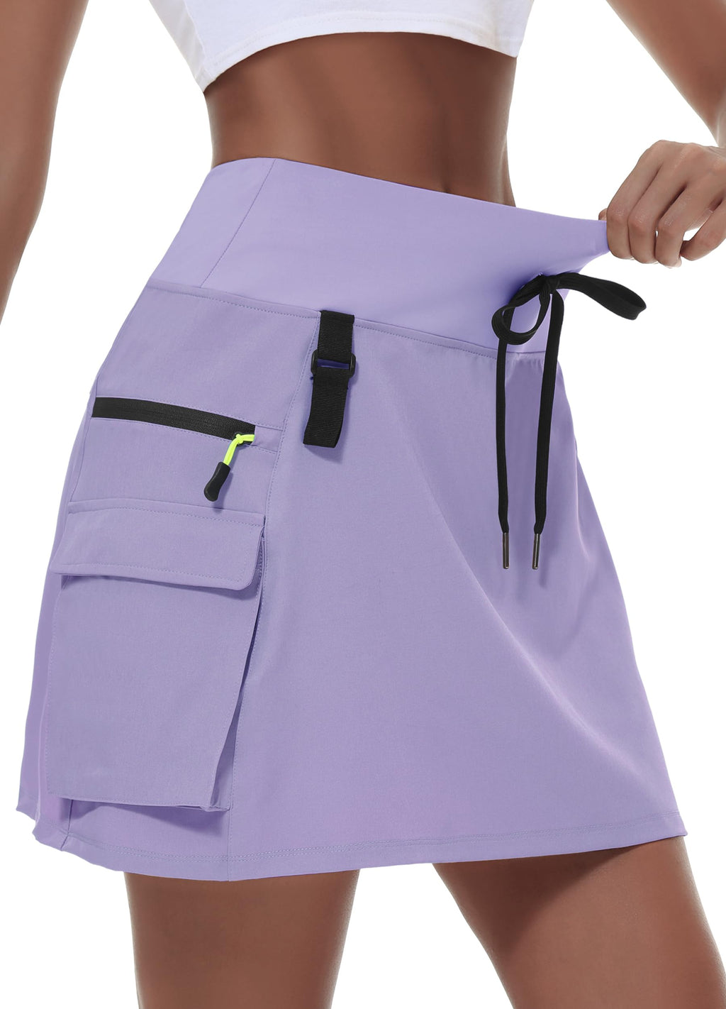 Women's Hiking Cargo Skort Skirt High Waisted Golf Dressy Casual with Zipper Pockets Workout Sport Quick Dry Skirts