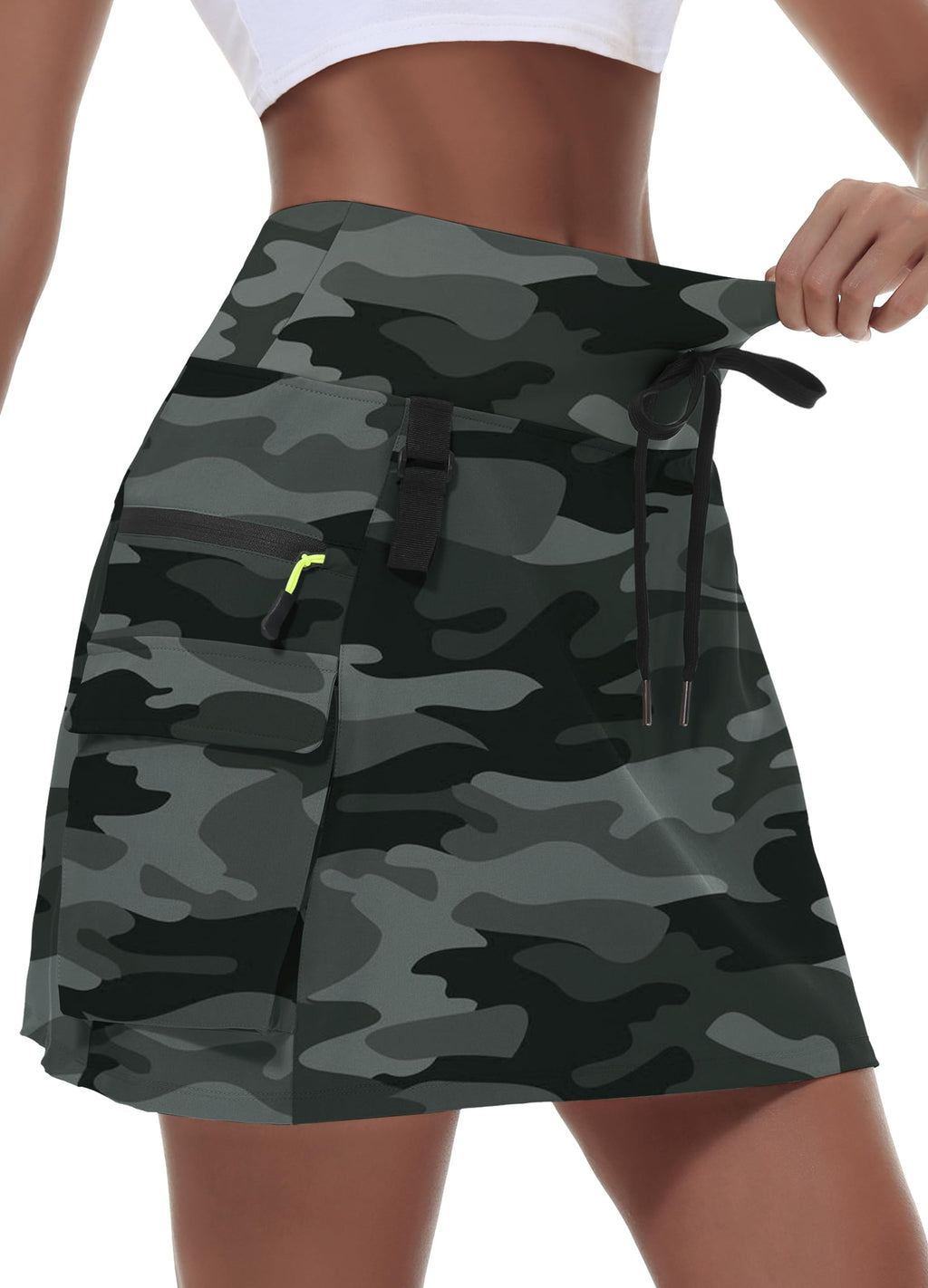 Women's Hiking Cargo Skort Skirt High Waisted Golf Dressy Casual with Zipper Pockets Workout Sport Quick Dry Skirts