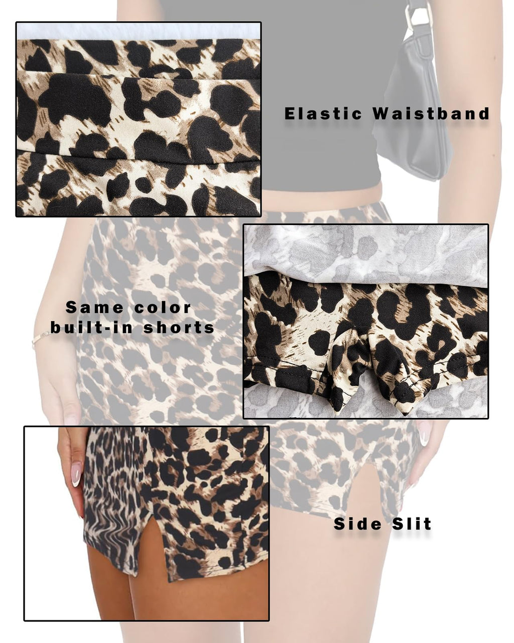 Women's Side Slit High Waisted Mini Skirt Stretchy Bodycon Skort 2025 Y2K Club Skirts with Underneath