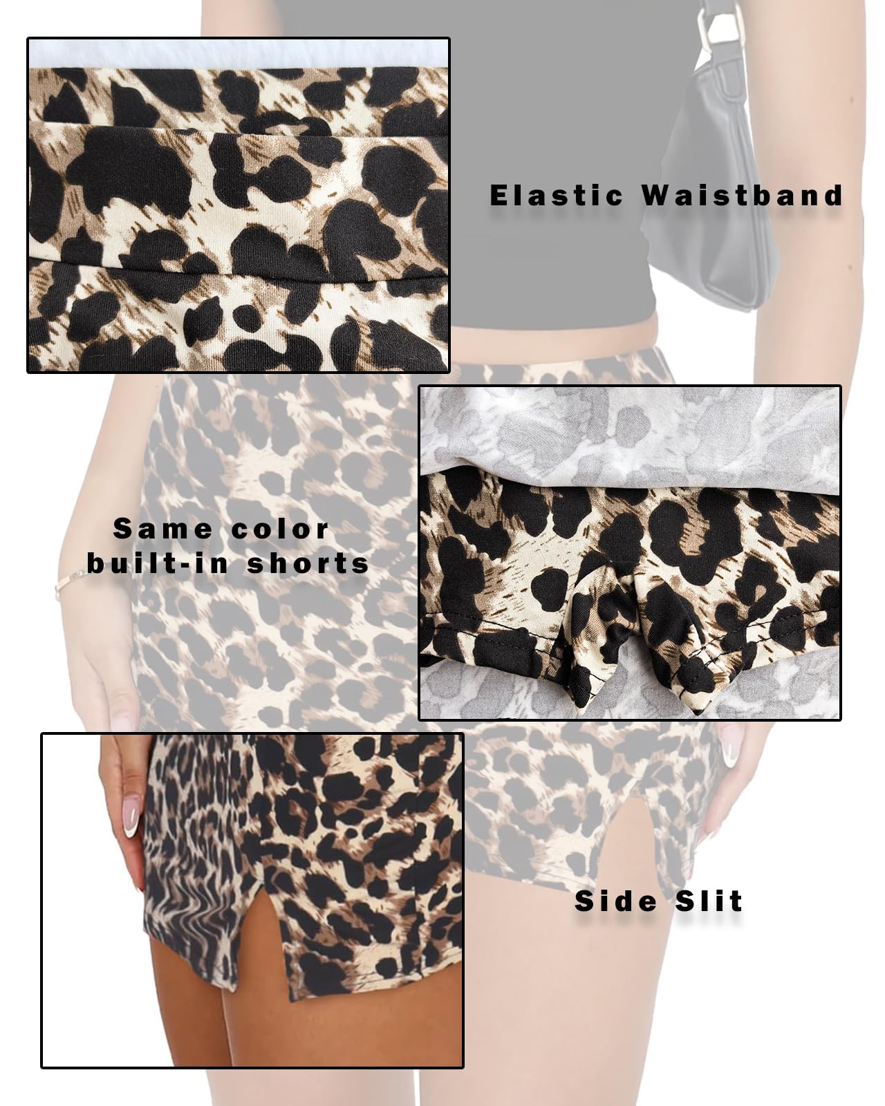 Women's Side Slit High Waisted Mini Skirt Stretchy Bodycon Skort 2025 Y2K Club Skirts with Underneath