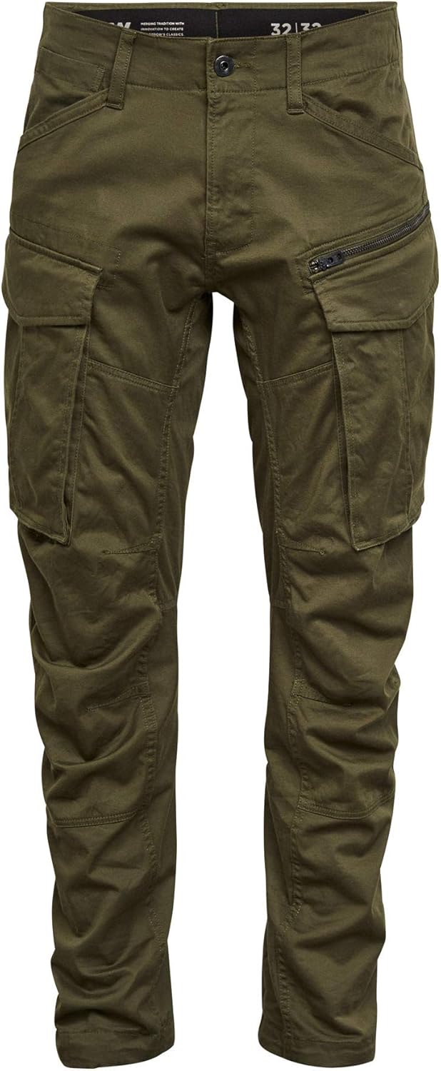 G-STAR RAW Men's Rovic Zip 3D Straight Tapered Fit Cargo Pants, Dark Bronze Green, 36W x 36L
