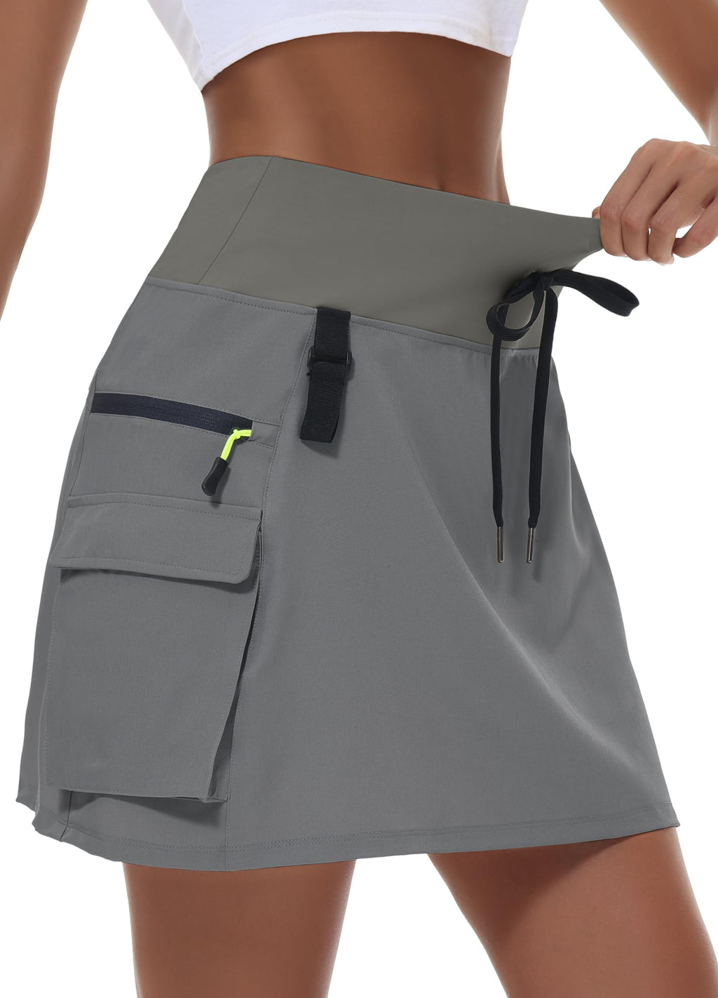 Women's Hiking Cargo Skort Skirt High Waisted Golf Dressy Casual with Zipper Pockets Workout Sport Quick Dry Skirts