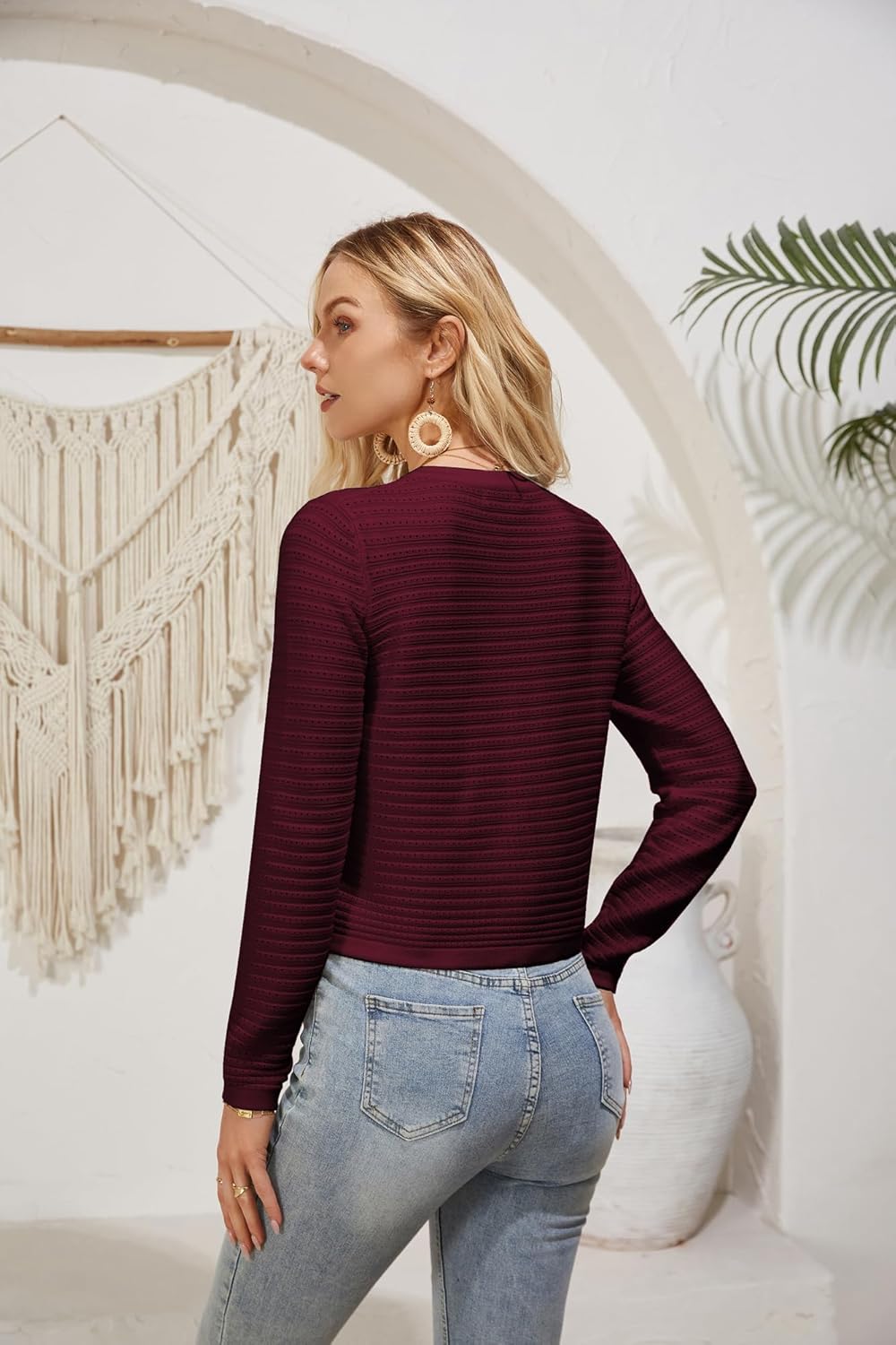 GRACE KARIN Women's Cardigan Long Sleeve Crew Neck Button Down Knitwear Vintage Sweater Cardigans