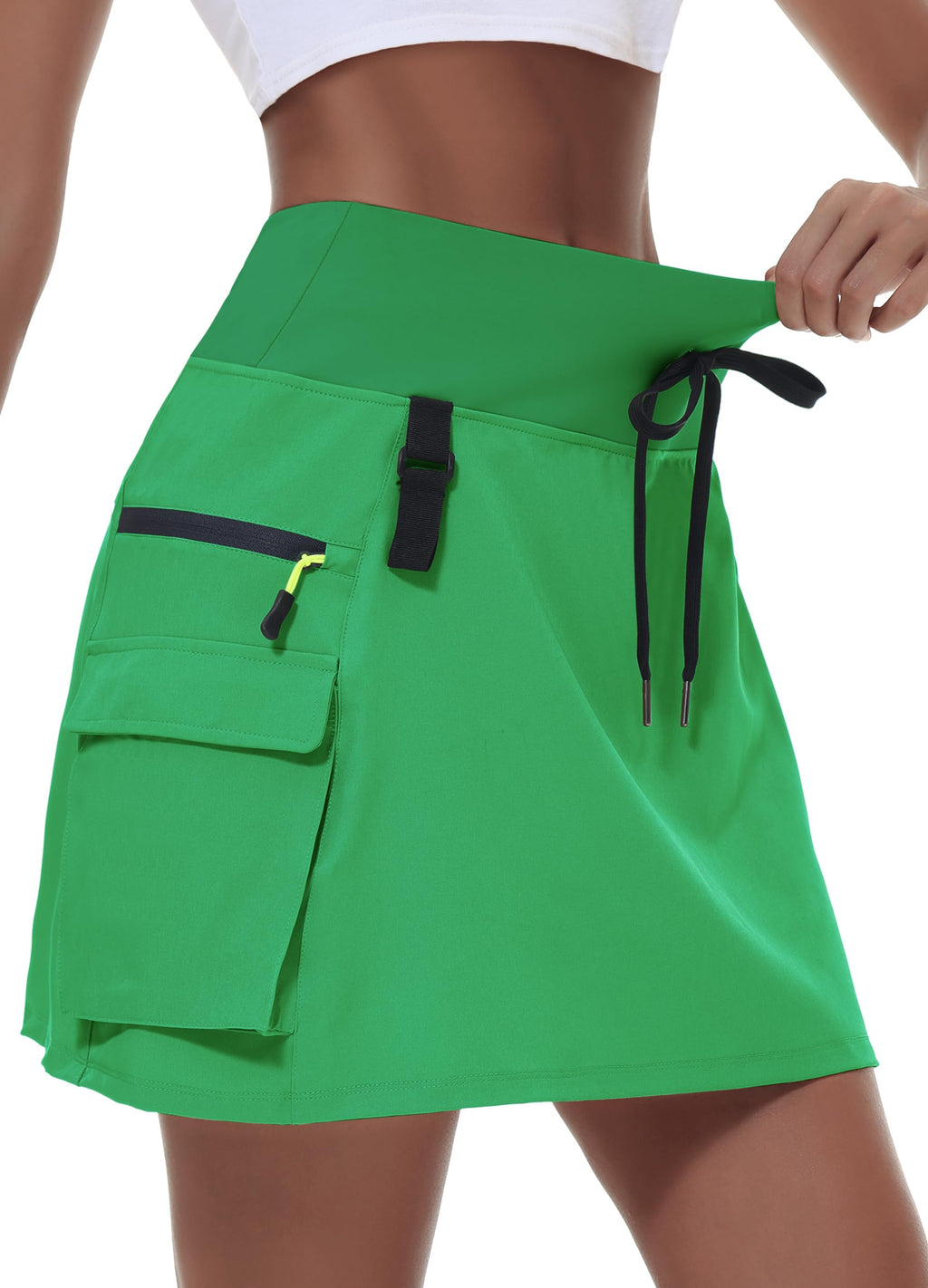 Women's Hiking Cargo Skort Skirt High Waisted Golf Dressy Casual with Zipper Pockets Workout Sport Quick Dry Skirts