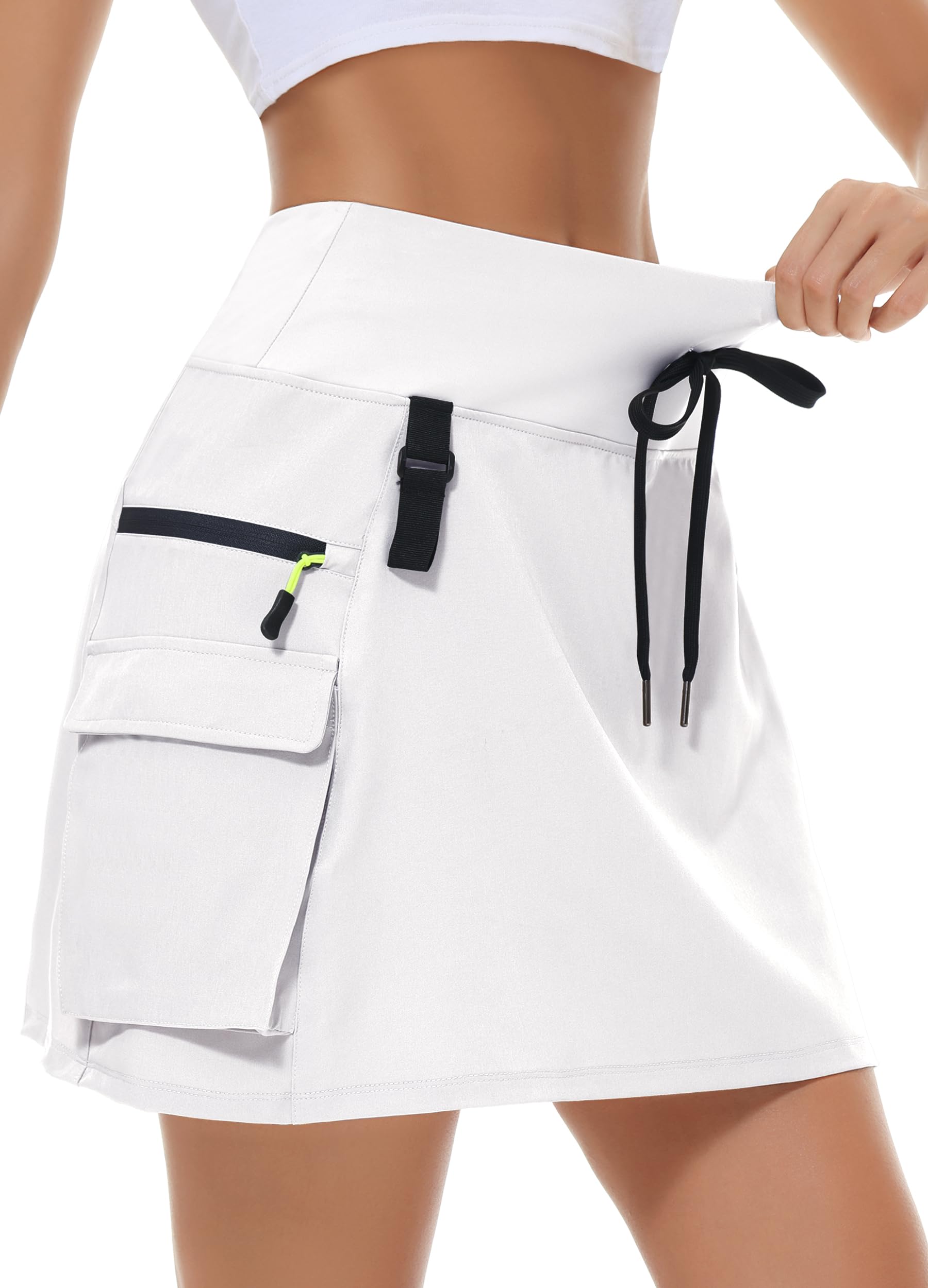 Women's Hiking Cargo Skort Skirt High Waisted Golf Dressy Casual with Zipper Pockets Workout Sport Quick Dry Skirts