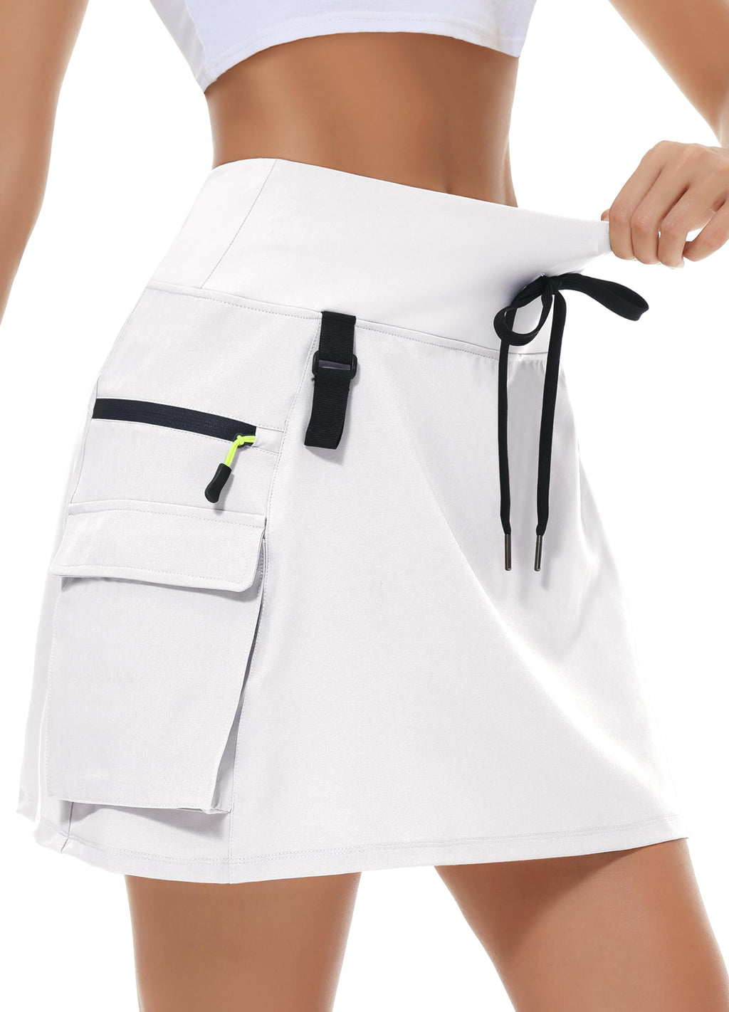 Women's Hiking Cargo Skort Skirt High Waisted Golf Dressy Casual with Zipper Pockets Workout Sport Quick Dry Skirts