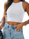 REORIA Women’s Sexy Sleeveless Racer Back Tank Tops Halter Neck Crop Tops