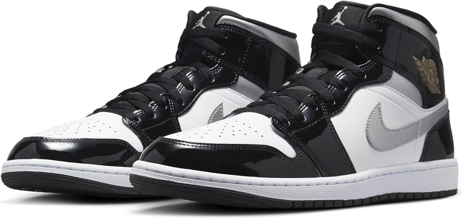 Air Jordan 1 Mid SE Men's Shoes (HV0789-010, Black/White/Metallic Gold/Metallic Silver)