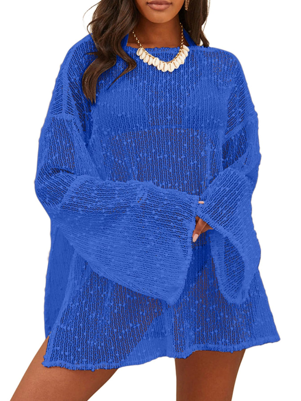 Lilosy Sexy Crochet Sheer Kaftan Caftan Beach Dress Bathing Suit Swim Coverup One Piece