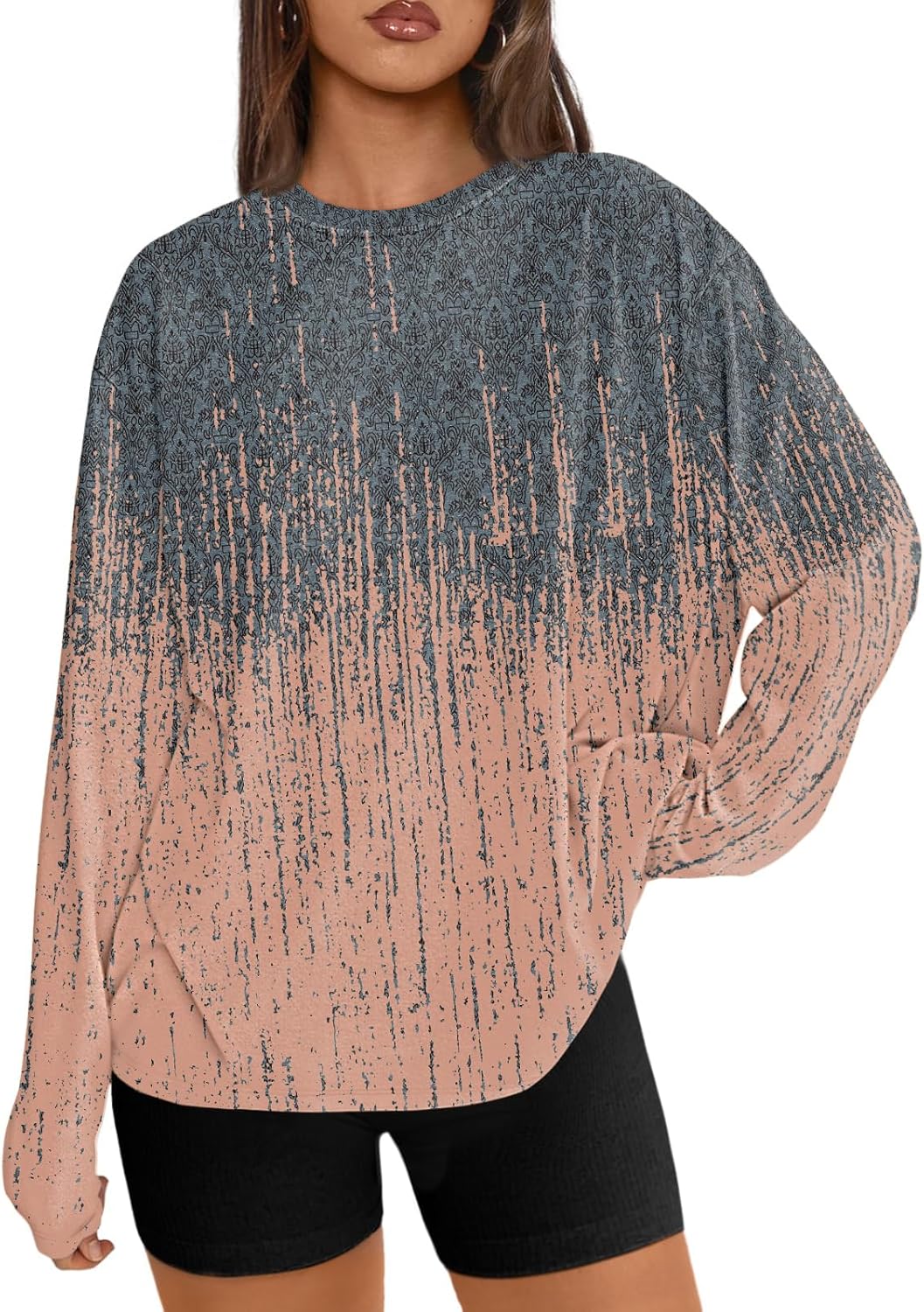 Trendy Queen Womens Oversized Long Sleeve T Shirts 2025 Basic Crewneck Tee Fall Tops Casual Workout Y2K Clothes