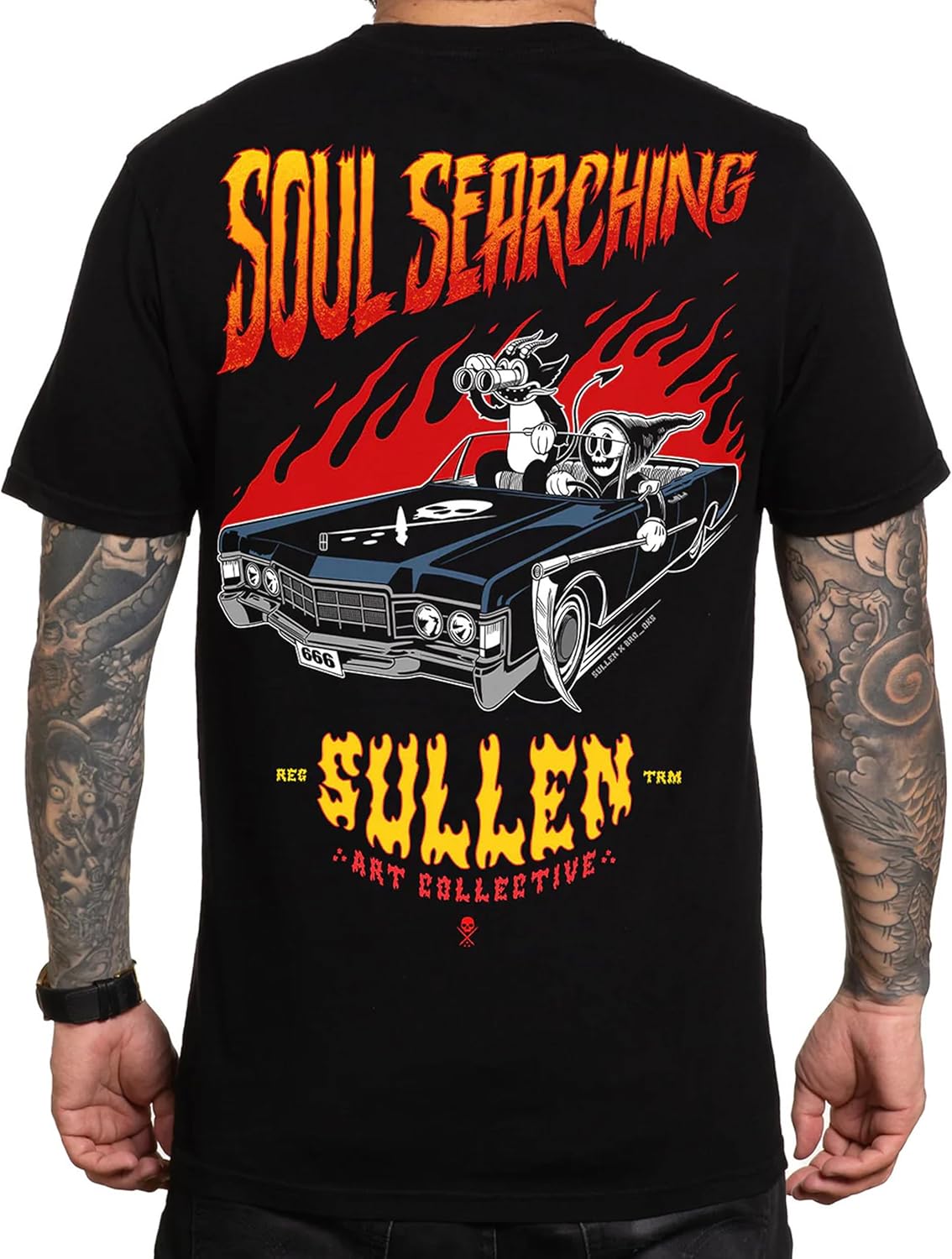 Sullen Men's Soul Searching Artist Series Tattoo Lifestyle Graphic Premium Short Sleeve Tee Black